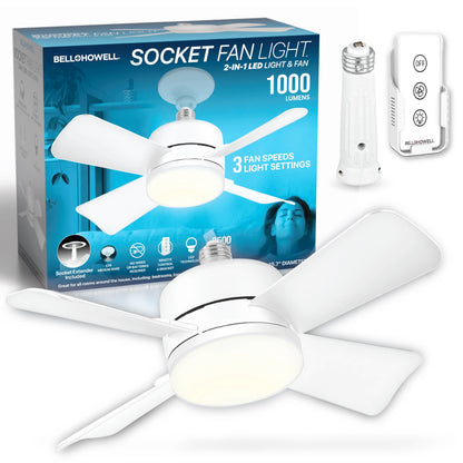 Remote Control Socket Ceiling Fan with Light