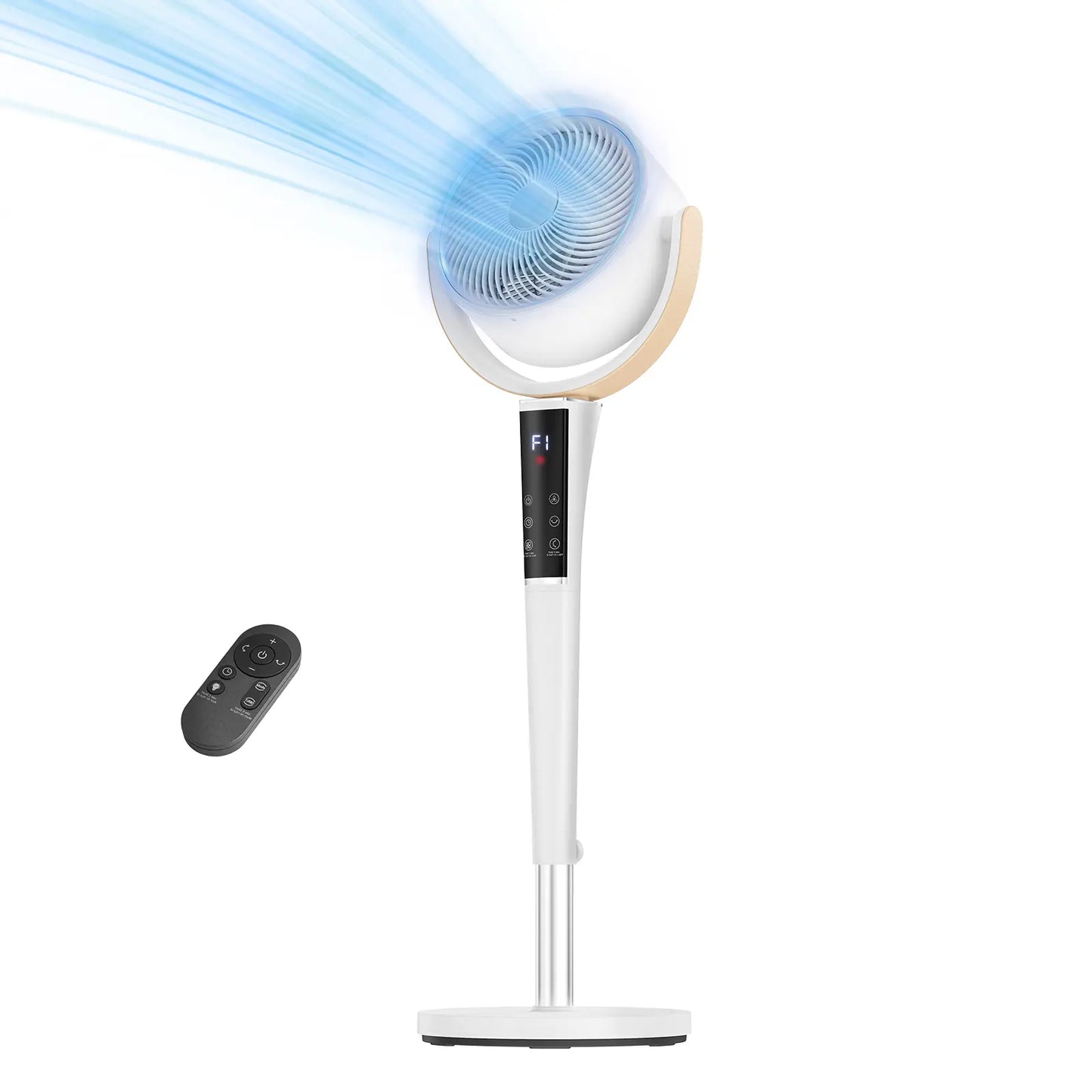 Quiet DC Pedestal Fan with Remote – 15 Speeds, 120° Oscillation & LED Light