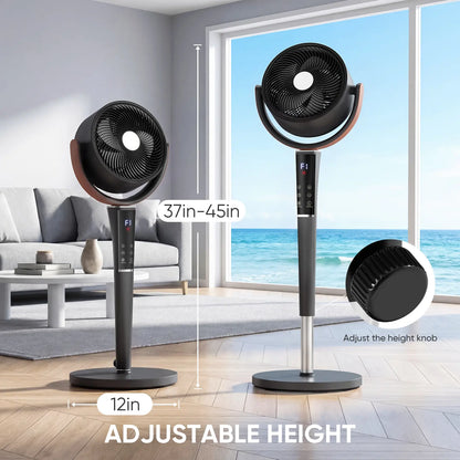 Quiet DC Pedestal Fan with Remote – 15 Speeds, 120° Oscillation & LED Light