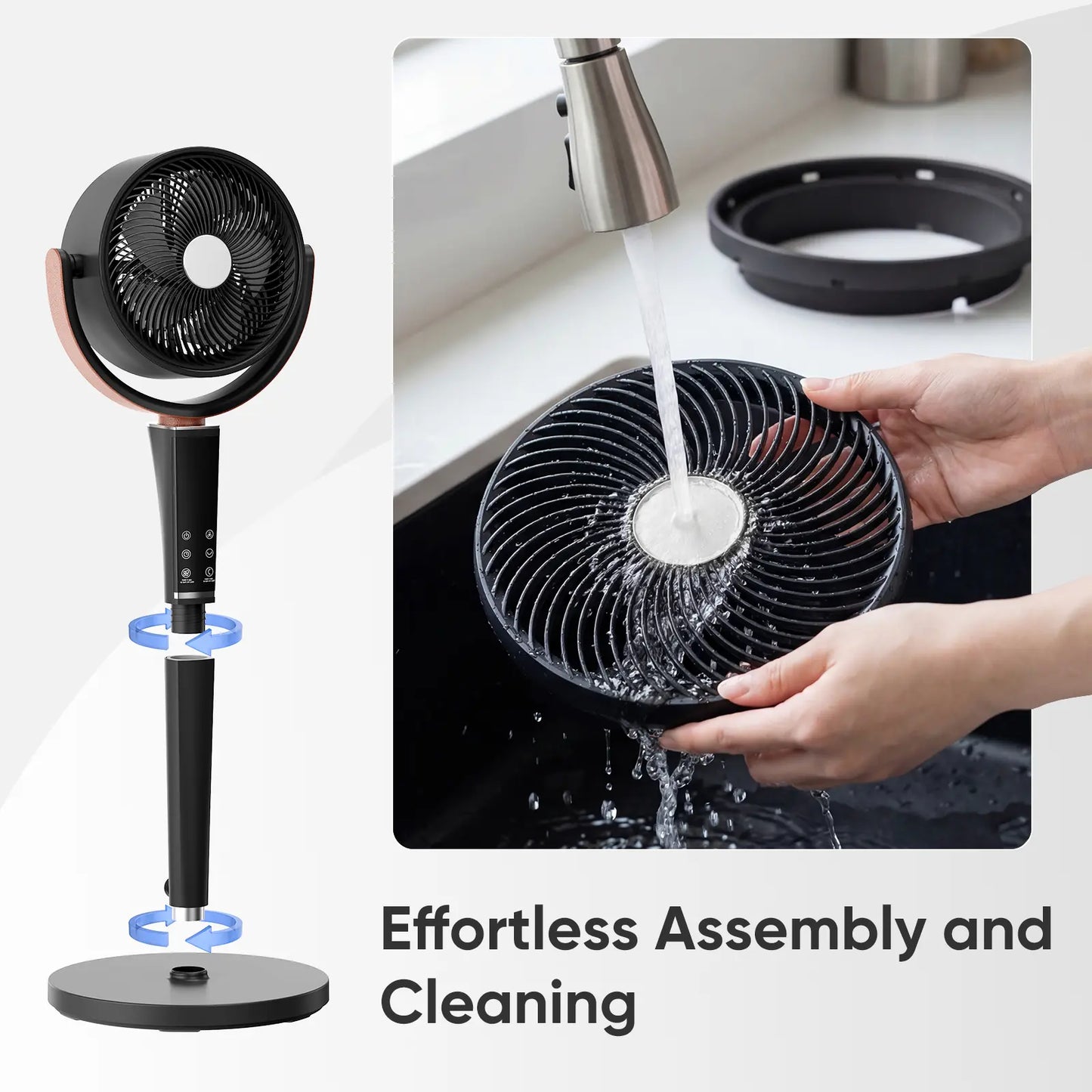 Quiet DC Pedestal Fan with Remote – 15 Speeds, 120° Oscillation & LED Light