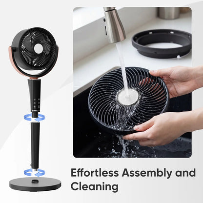 Quiet DC Pedestal Fan with Remote – 15 Speeds, 120° Oscillation & LED Light