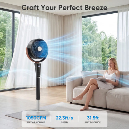 Quiet DC Pedestal Fan with Remote – 15 Speeds, 120° Oscillation & LED Light