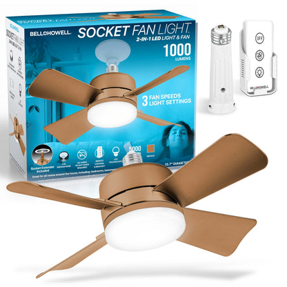 Remote Control Socket Ceiling Fan with Light