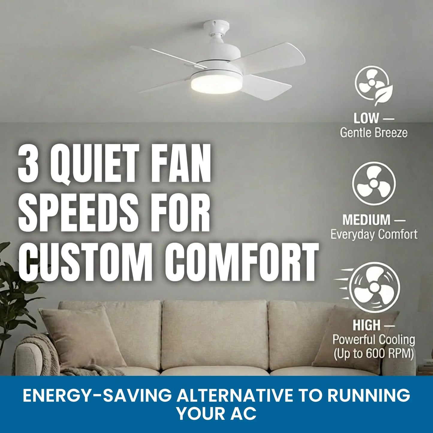 Remote Control Socket Ceiling Fan with Light