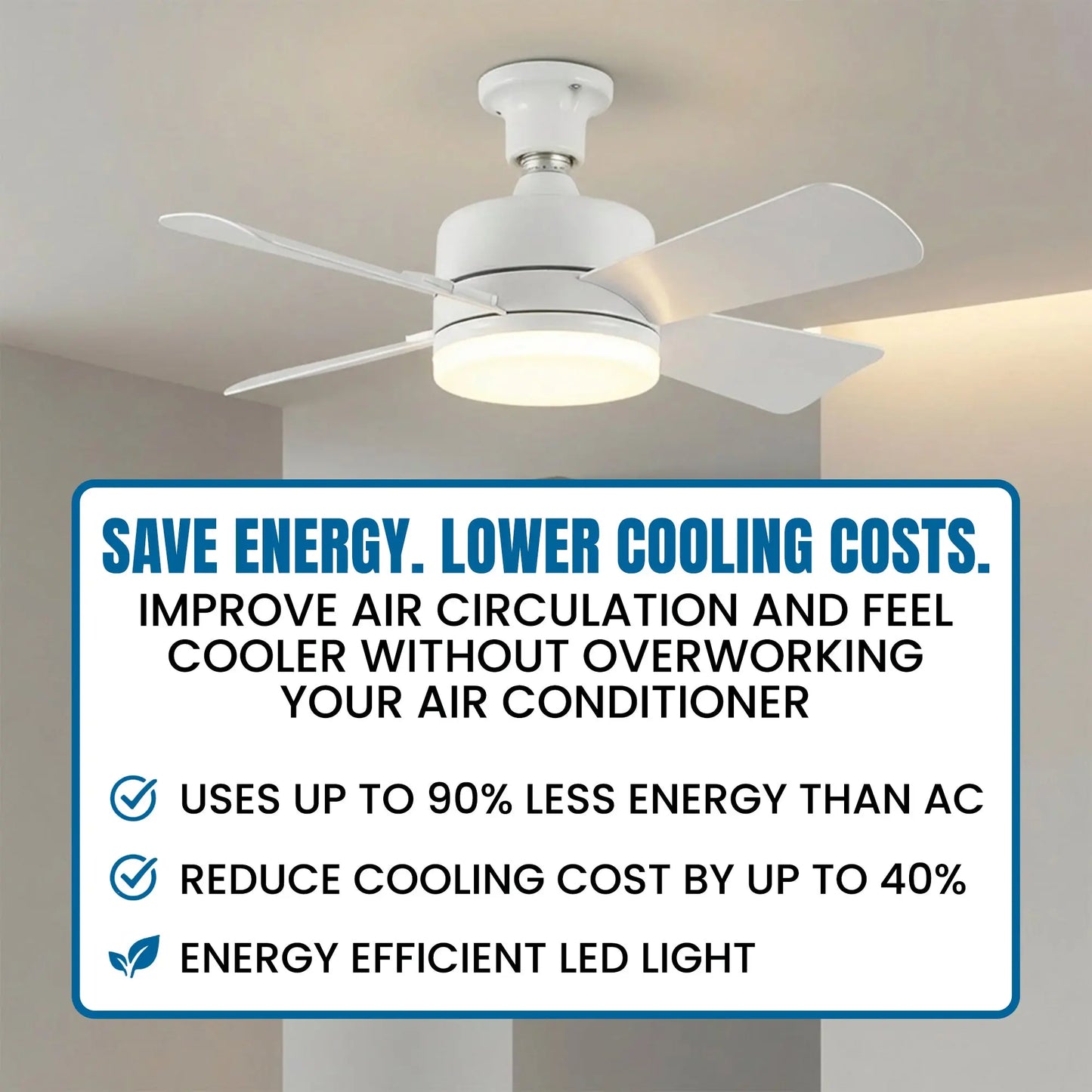 Remote Control Socket Ceiling Fan with Light