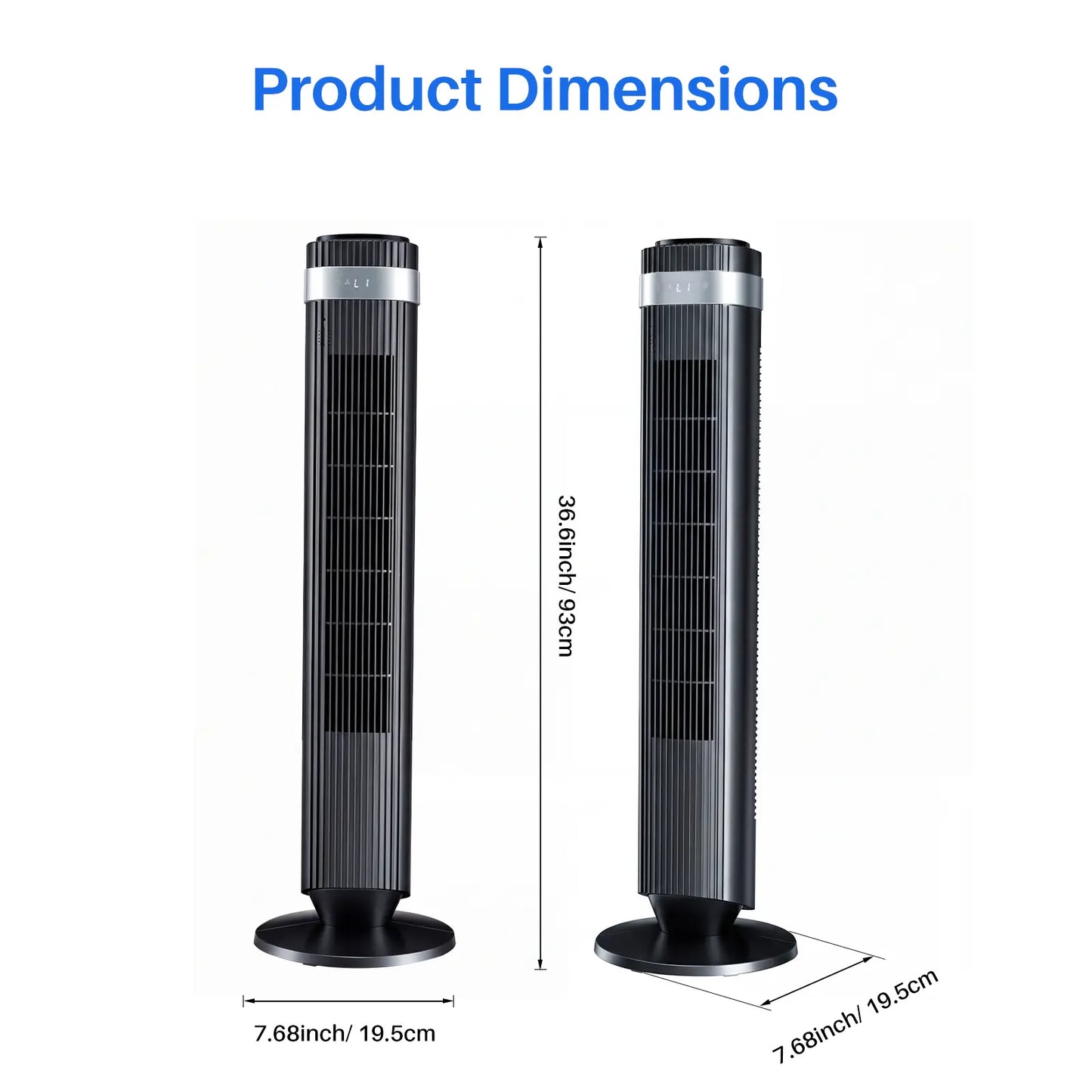 Silent Tower Fan for Bedroom – Bladeless Oscillating Fan with 12H Timer