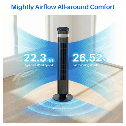 Silent Tower Fan for Bedroom – Bladeless Oscillating Fan with 12H Timer