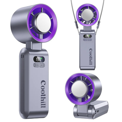 CoolHill Portable Handheld Fan – 199 Speed Levels, Foldable High-Speed Cooling
