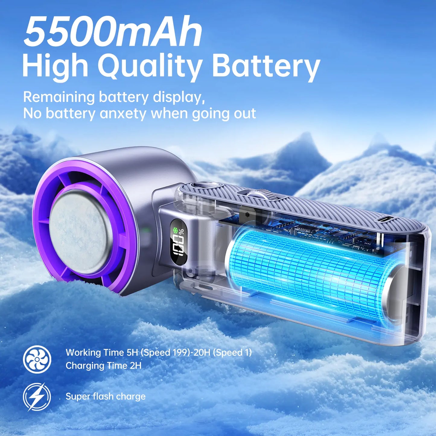 CoolHill Portable Handheld Fan – 199 Speed Levels, Foldable High-Speed Cooling