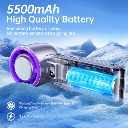 CoolHill Portable Handheld Fan – 199 Speed Levels, Foldable High-Speed Cooling