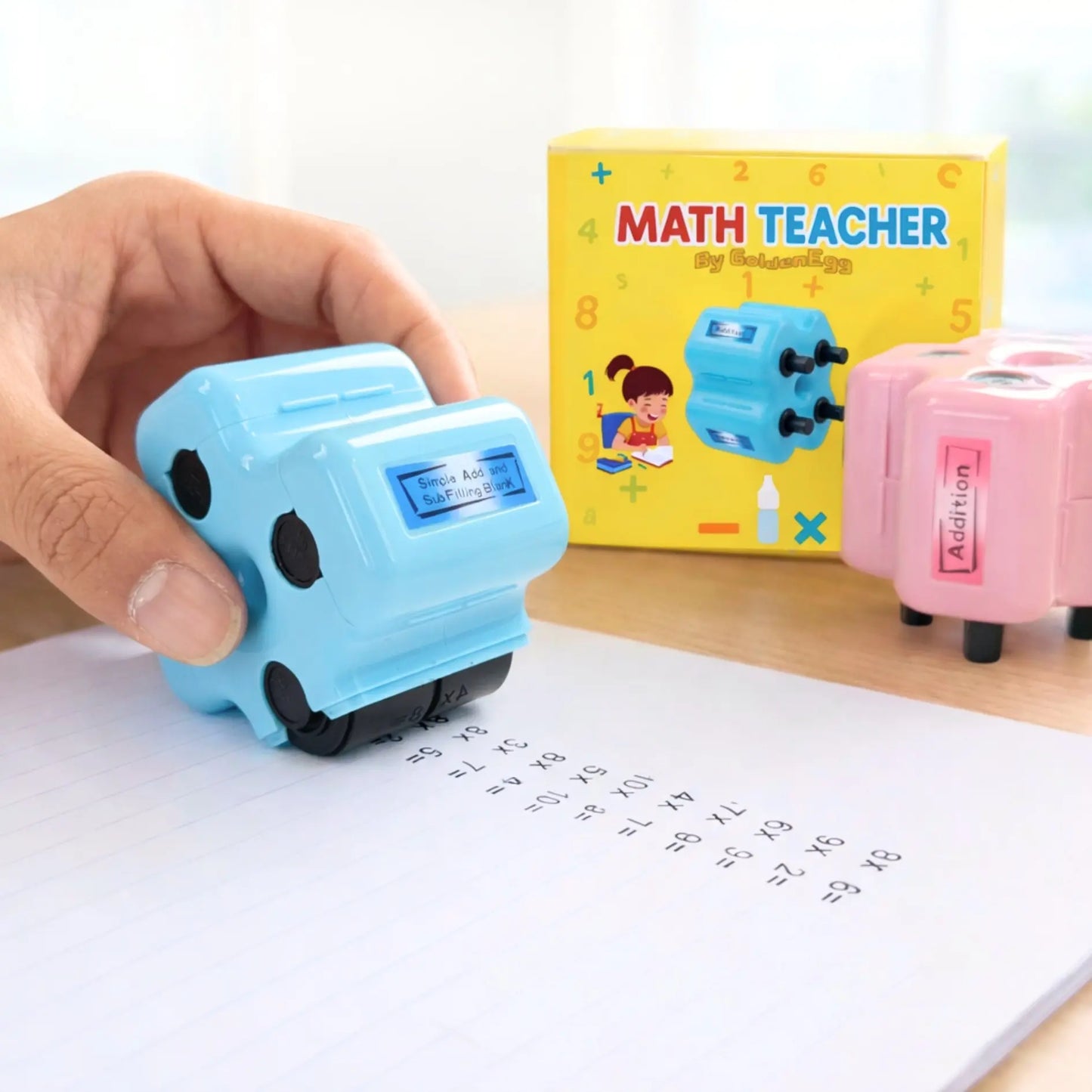 Math Practice Roller Stamp for Kids Ages 5–9, Classroom & Home Use