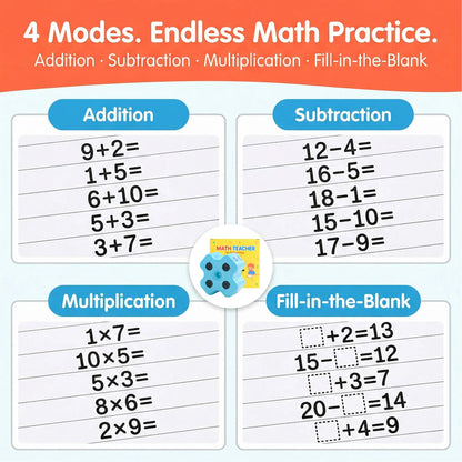 Math Practice Roller Stamp for Kids Ages 5–9, Classroom & Home Use