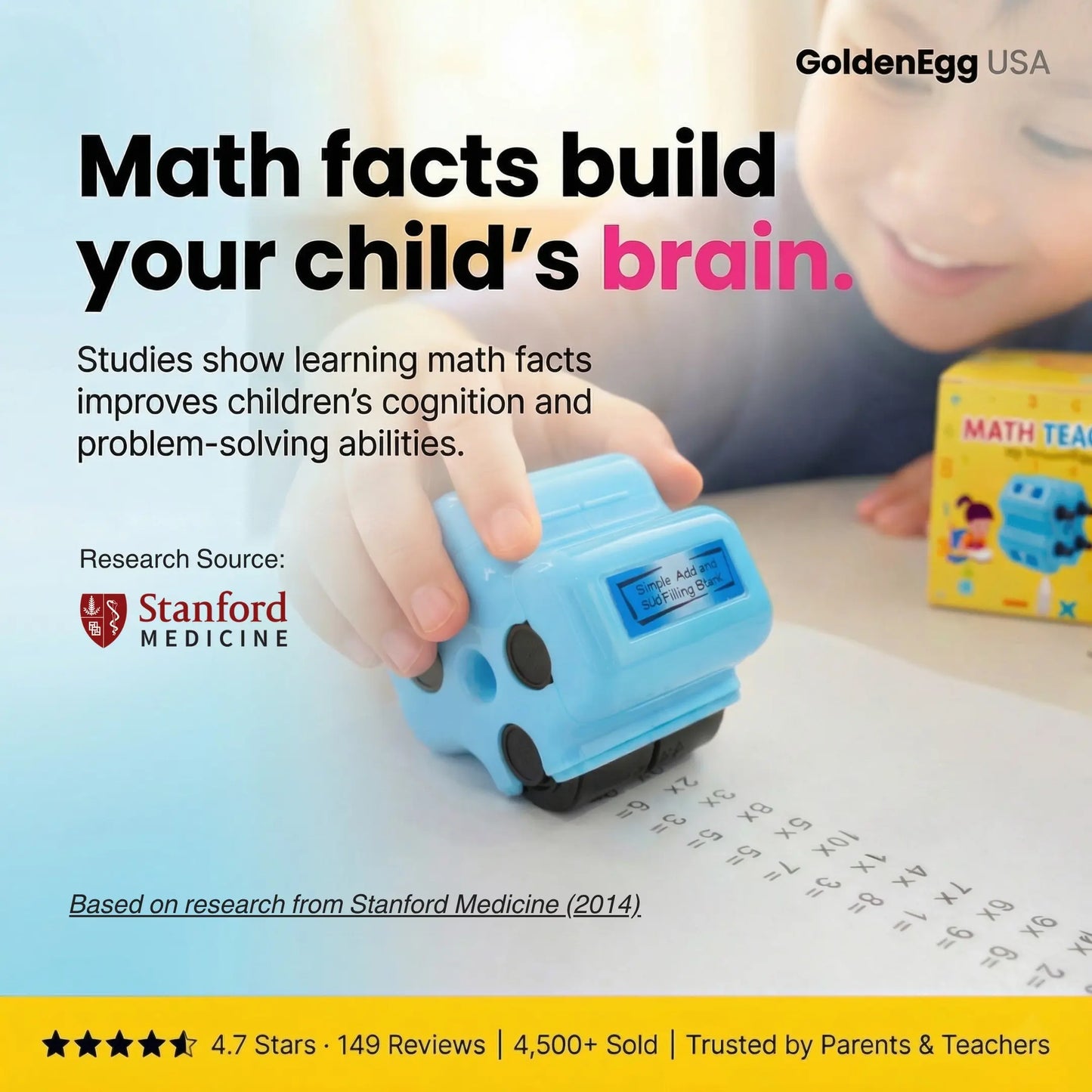 Math Practice Roller Stamp for Kids Ages 5–9, Classroom & Home Use