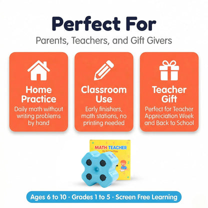Math Practice Roller Stamp for Kids Ages 5–9, Classroom & Home Use